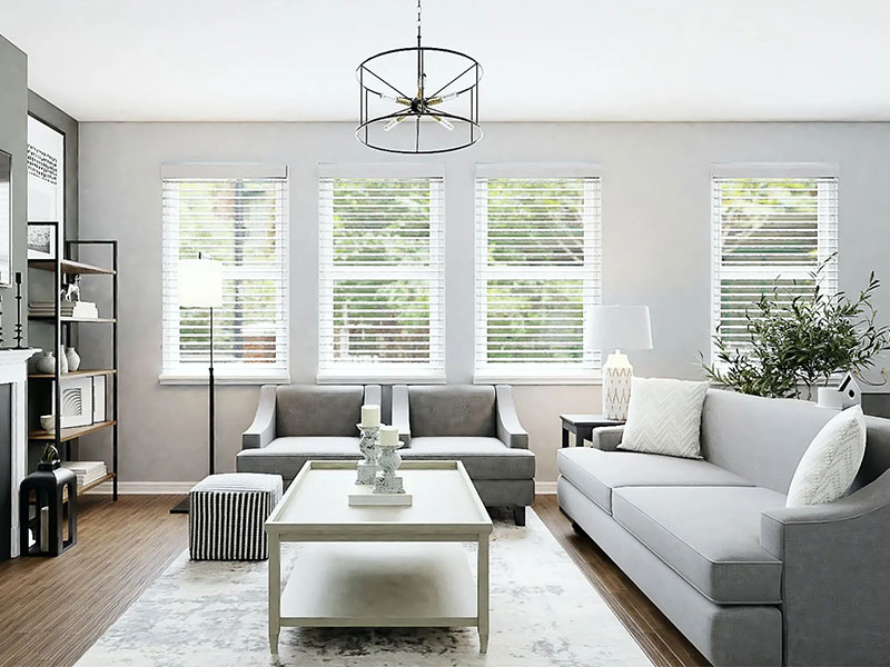 Living room with white sofa and center table